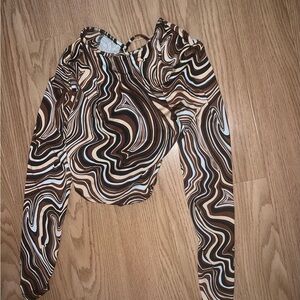 Brown Swirl Long Sleeve Top